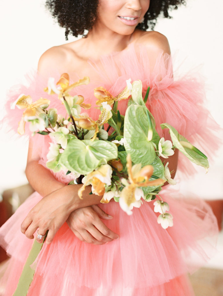 Elizabeth Dye Pink Tulle Gown Bouquet by Siren Floral Co.